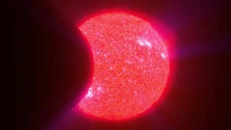 Sonnenfinsternis-Sonne-Mond-Planet-Erde-Weltraum-Kosmisches-System-4k